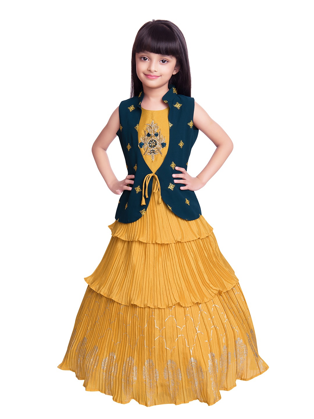 

BETTY Girls Georgette Maxi Dress & Jacket, Mustard
