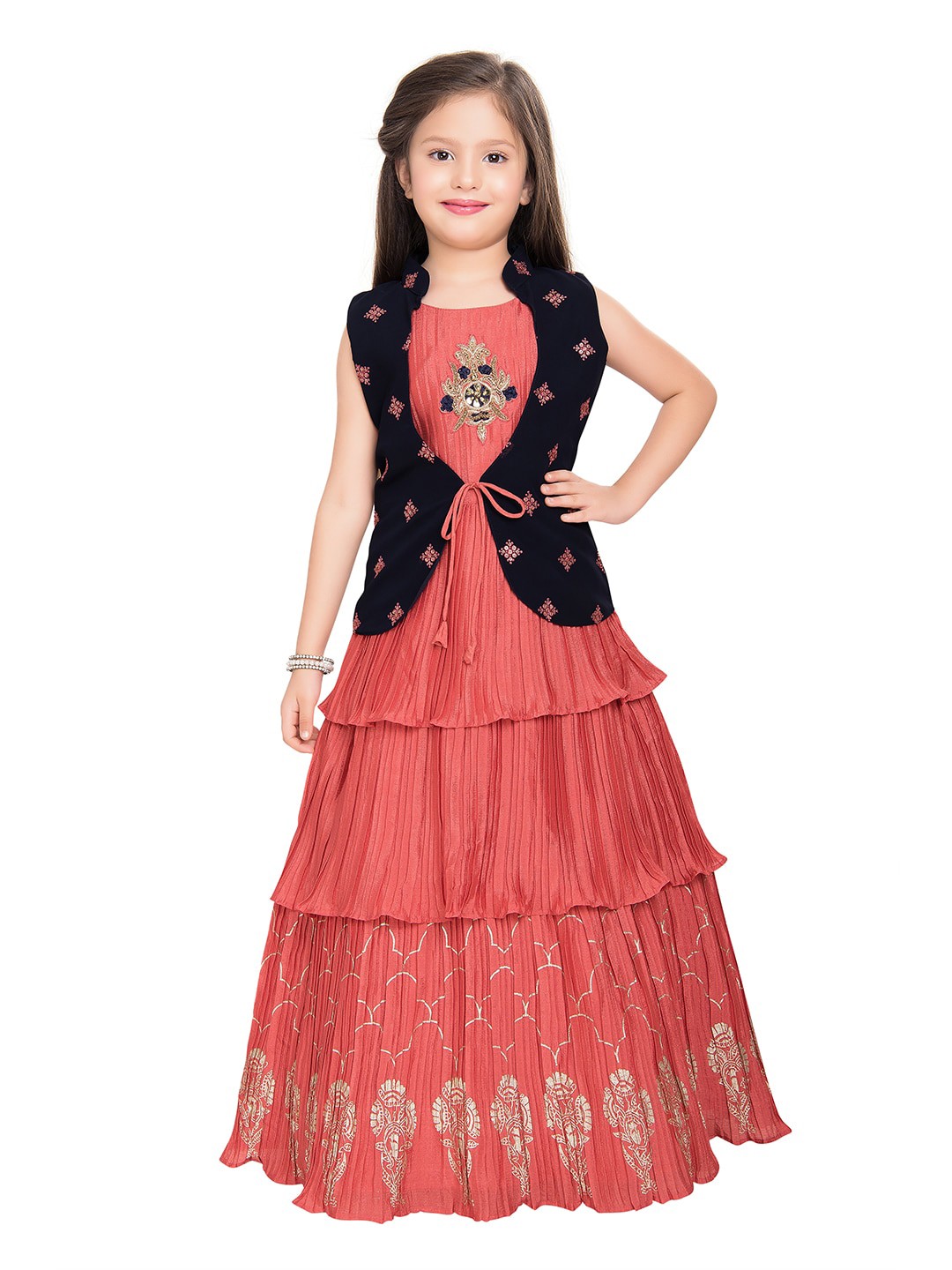

BETTY Red Floral Georgette Fit & Flare Maxi Dress