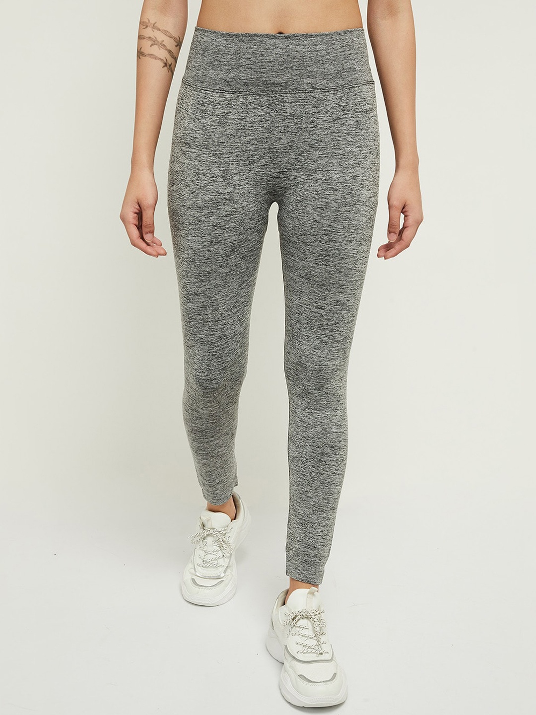 

max Women Grey Melange Solid Tights