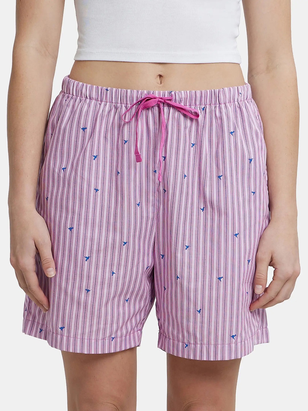 

Jockey Women Purple & Pink Checked Lounge Shorts
