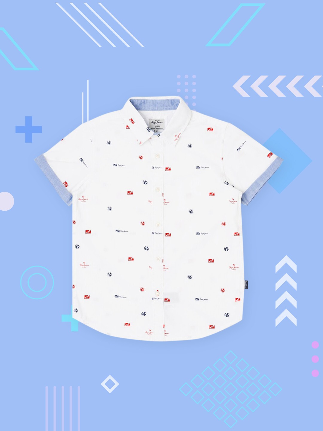 

Pepe Jeans Boys White Printed Cotton Casual Regular Fit Shirt