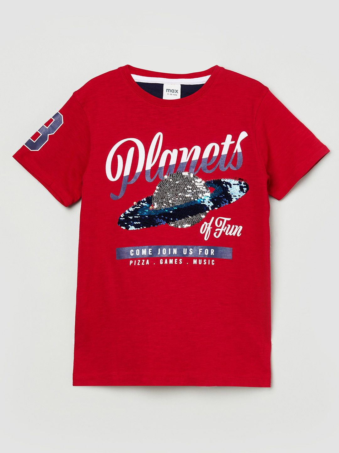 

max Boys Red & White Typography Printed Pure Cotton T-shirt