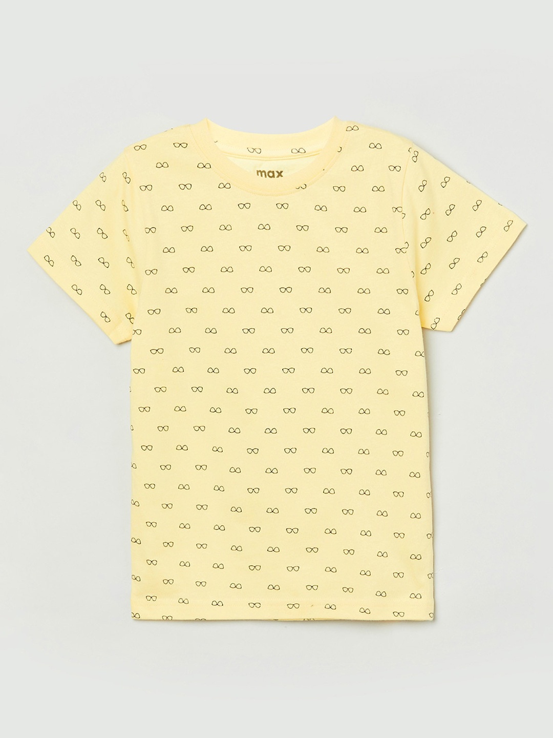 

max Boys Yellow & Black Printed Pure Cotton T-shirt