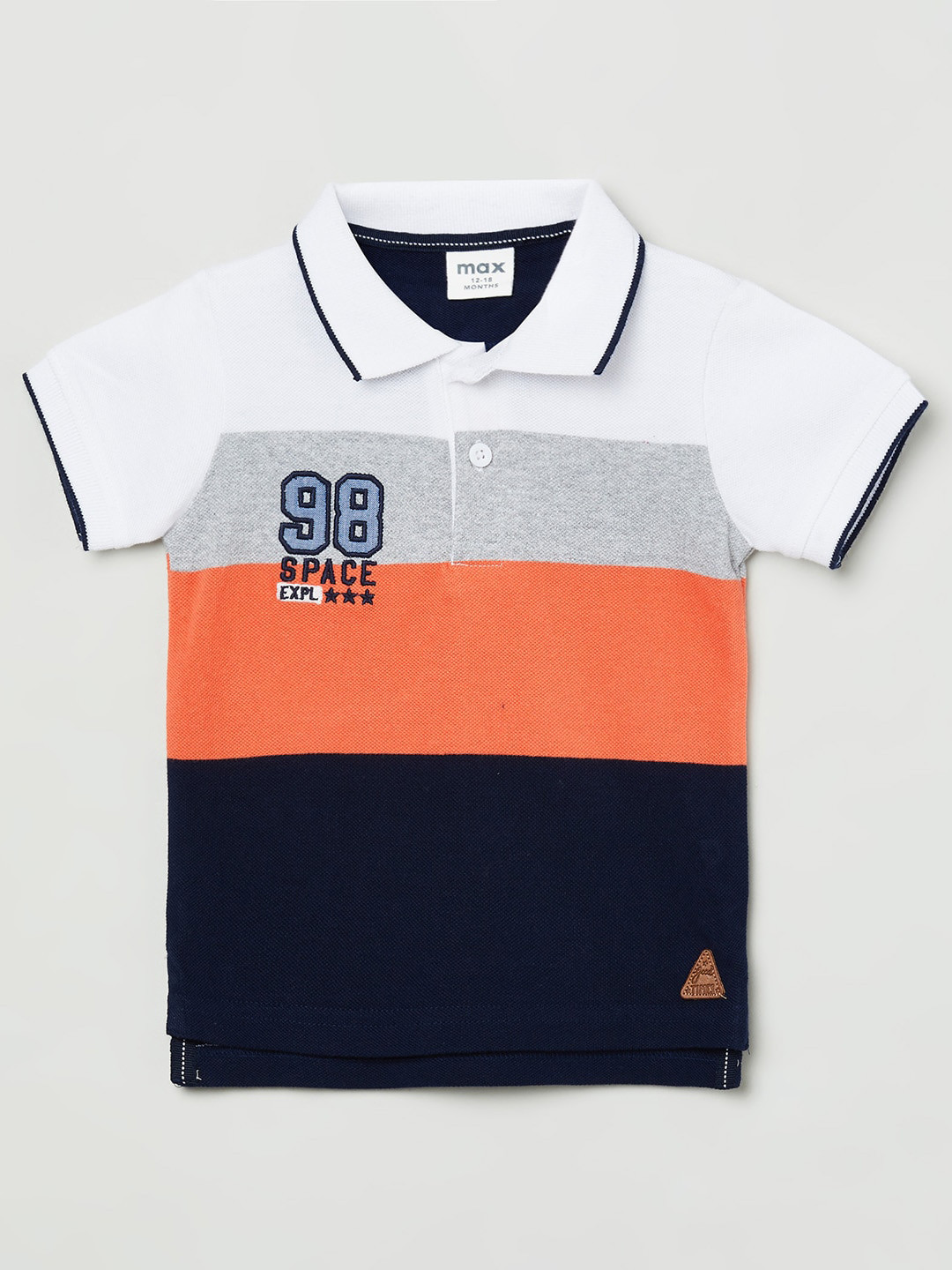 

max Boys Multicoloured Colourblocked Polo Collar Pure Cotton T-shirt, Multi