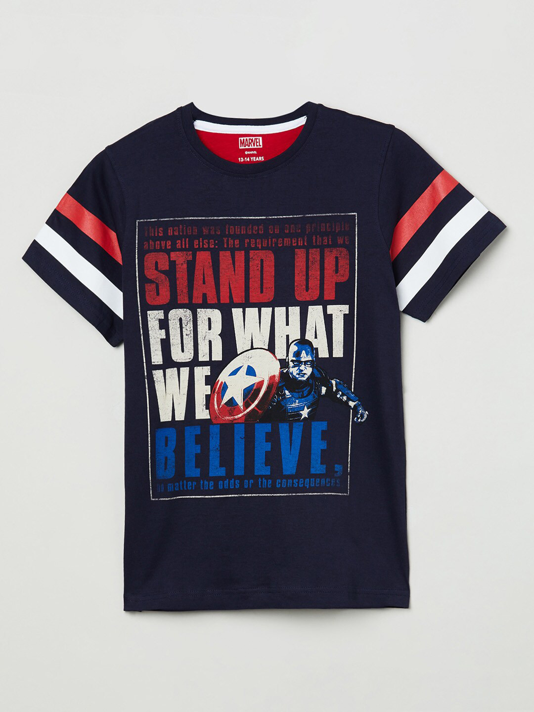

max Boys Blue & White Typography Printed Pure Cotton T-shirt