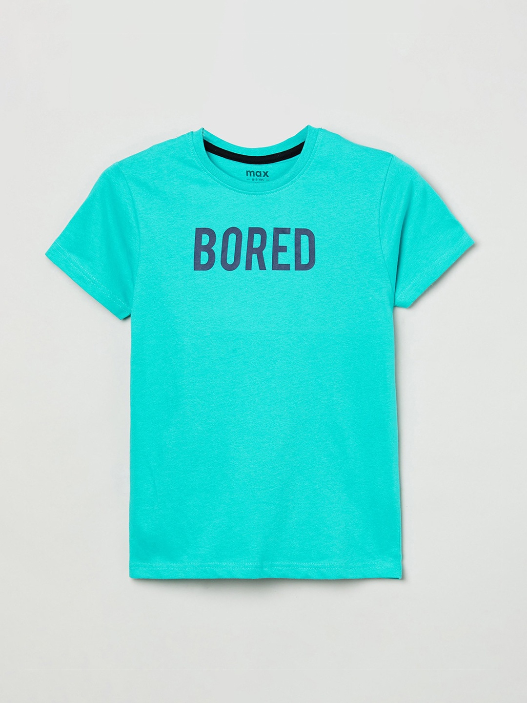 

max Boys Sea Green Typography Pure Cotton T-shirt