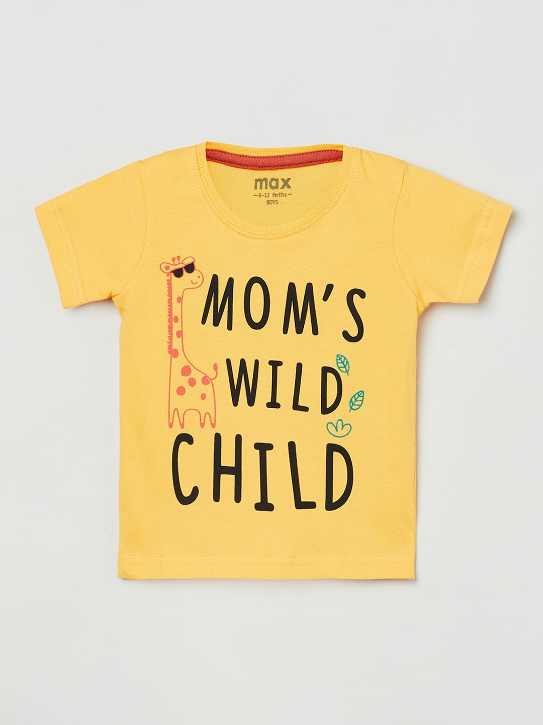 

max Boys Yellow Typography Printed Pure Cotton T-shirt