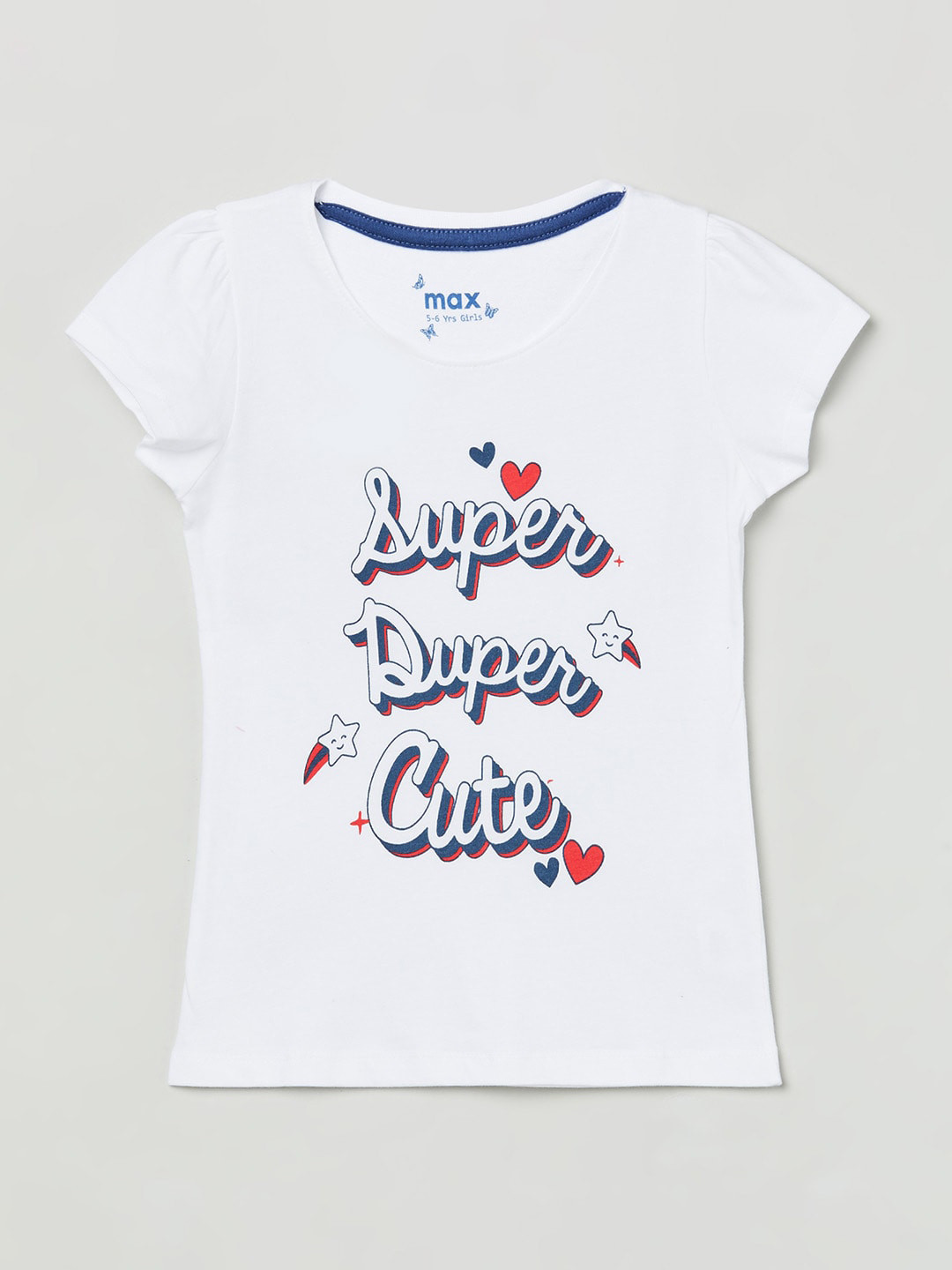 

max Girls White Typography Printed Pure Cotton T-shirt