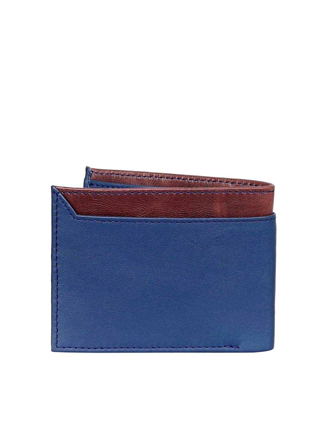 

Justanned Men Blue & Brown Solid Leather Two Fold Wallet