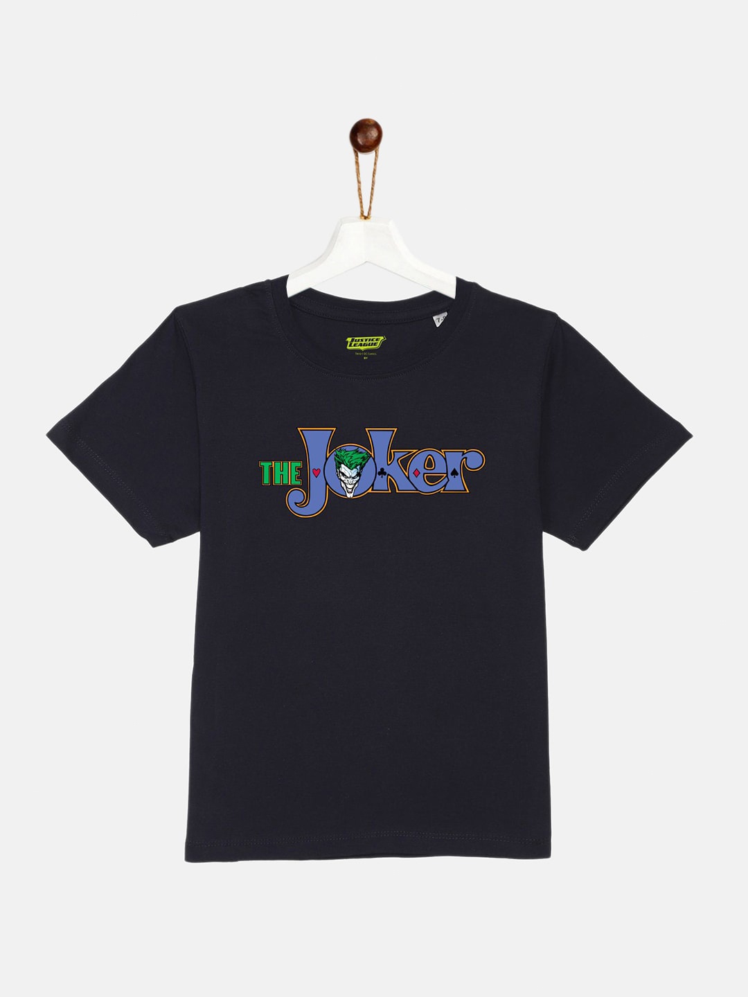 

YK Justice League Boys Black Joker Printed Pure Cotton T-shirt