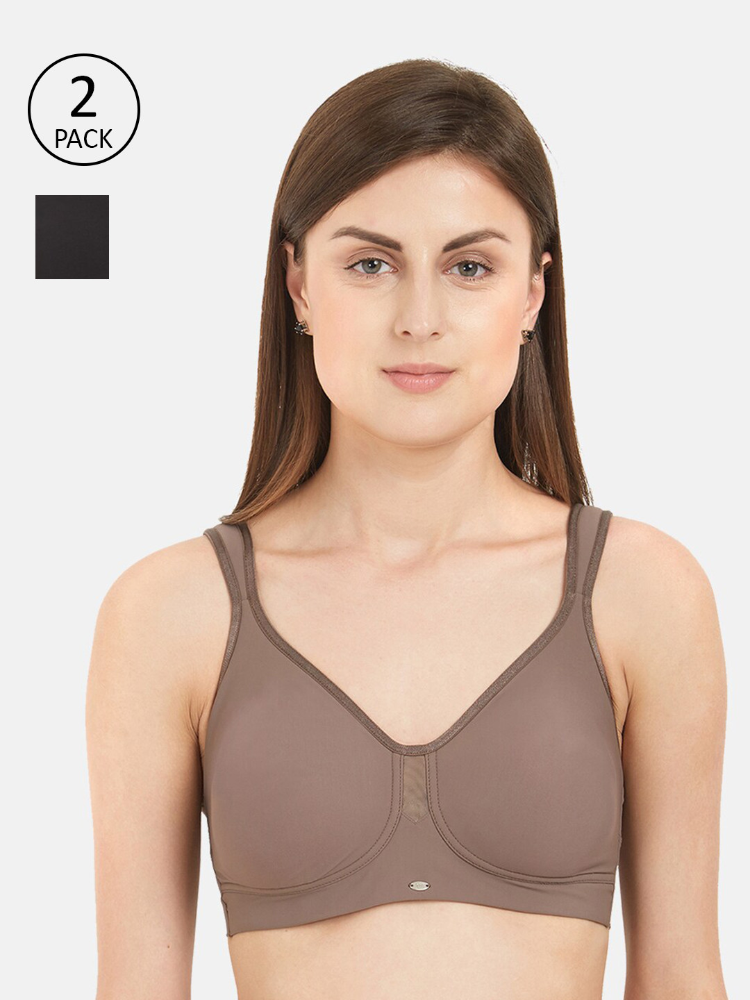 

Soie Pack Of 2 Non Padded Minimizer Bra, Black