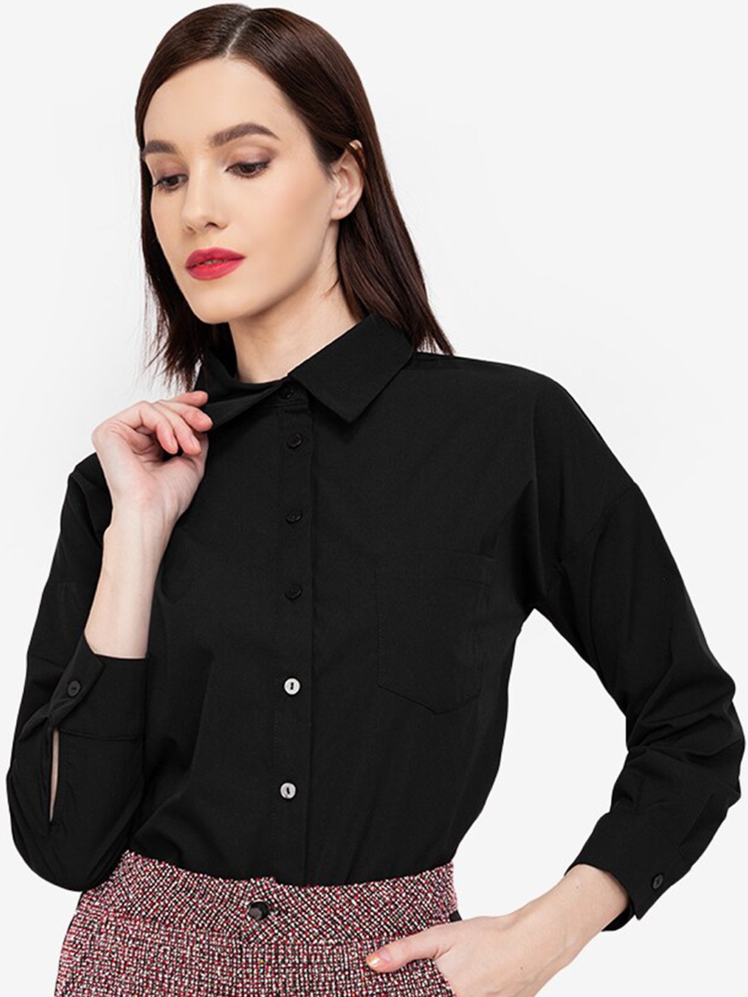 

ZALORA WORK Women Black Slim Fit Casual Shirt