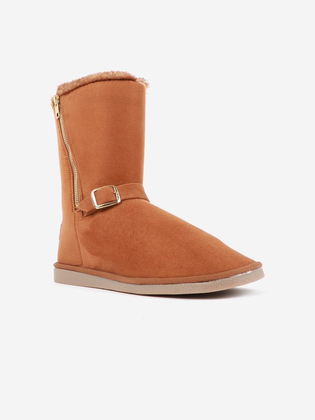 

Carlton London Women Tan Lightweight Winter Flat Boots