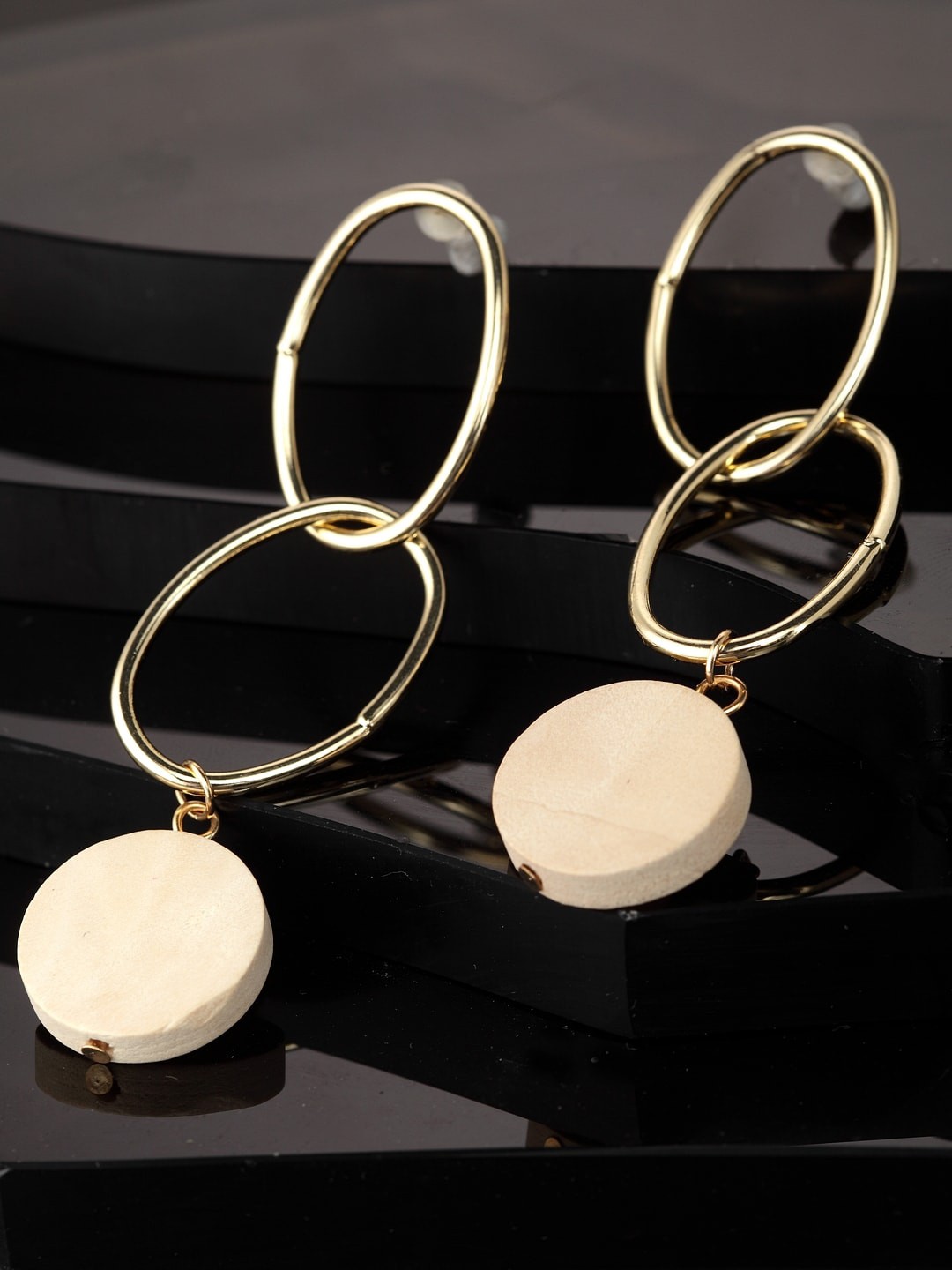 

Wild & Free Gold-Toned & White Contemporary Drop Earrings