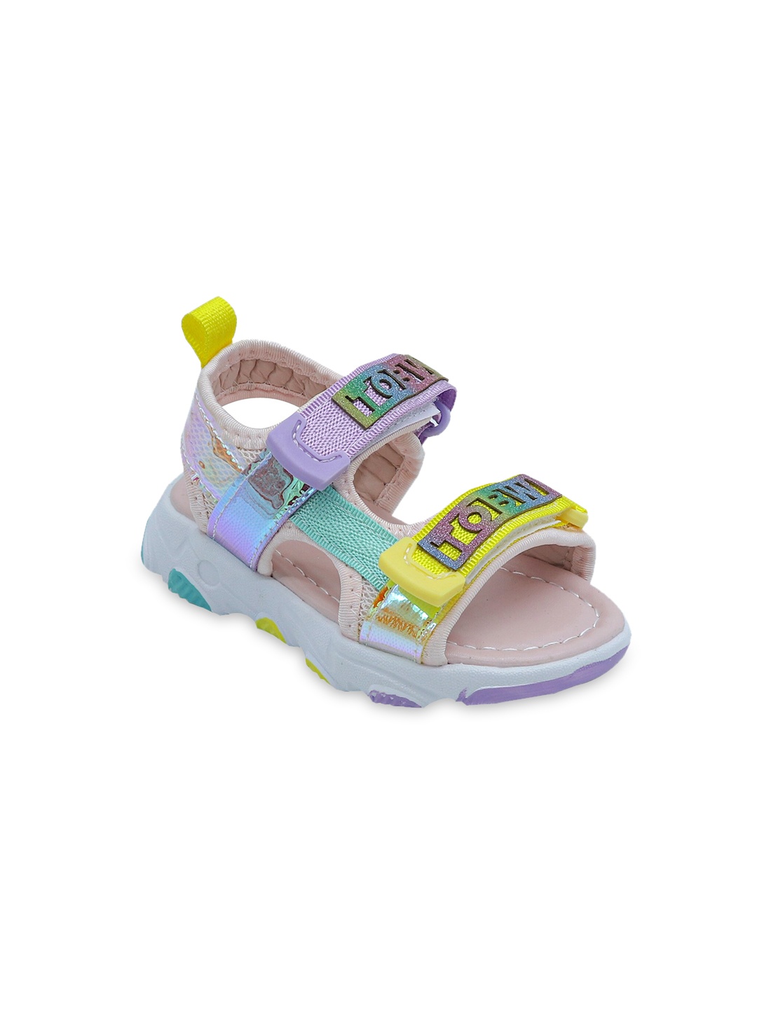 

FEETWELL SHOES Kids Pink Printed Sports Sandals