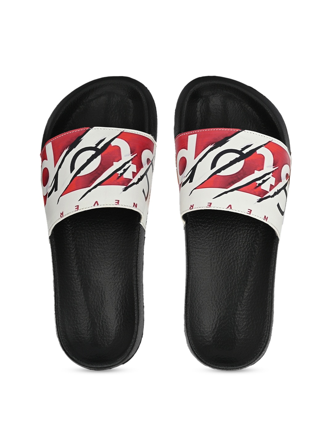 

KLEAT Men Red & White Printed Sliders Flip Flop