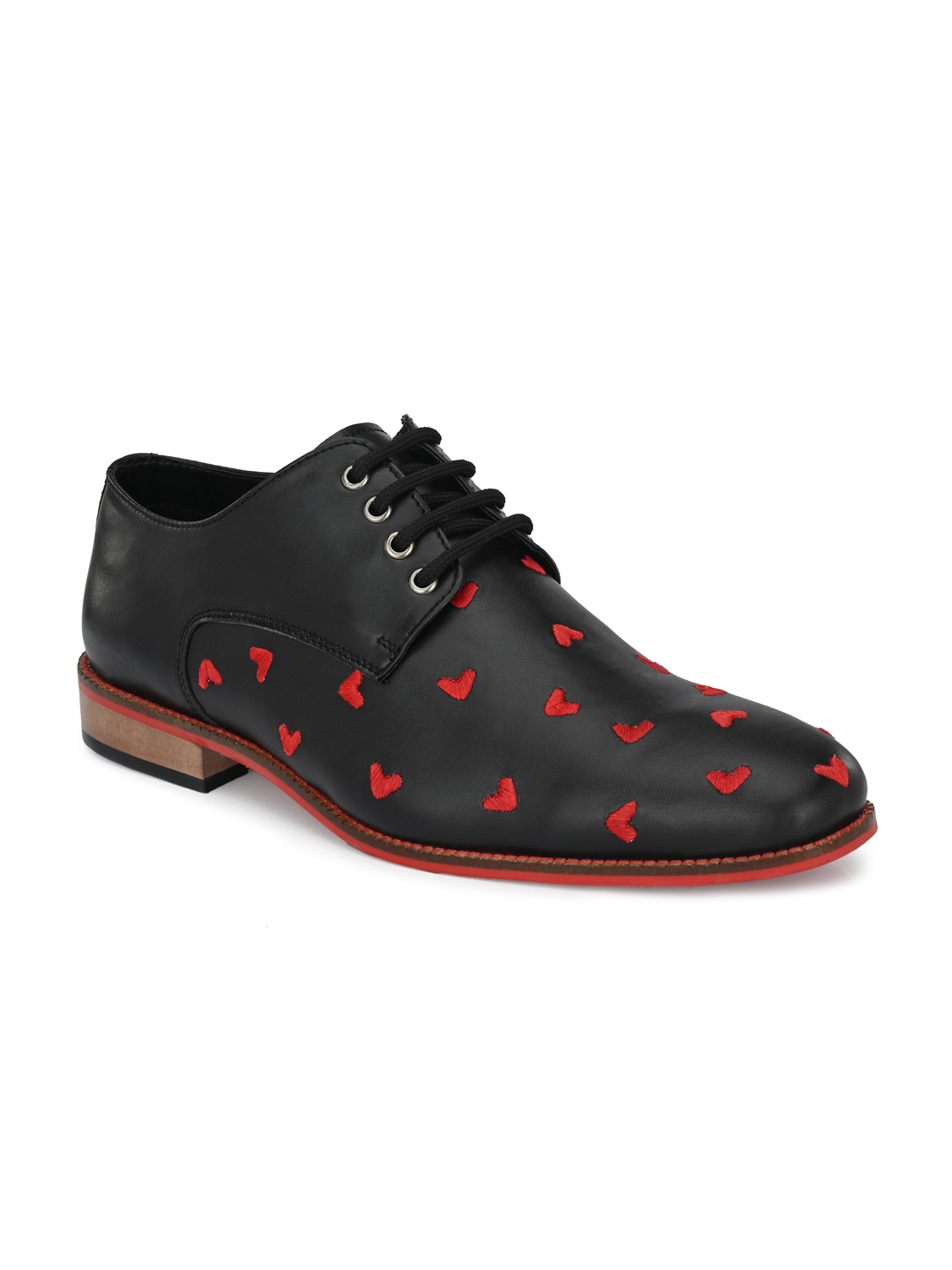 

KLEAT Men Black & Red Printed Derbys