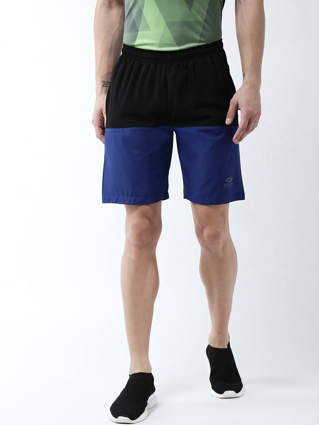 

Masch Sports Men Black & Blue Colourblocked Training or Gym Sports Shorts