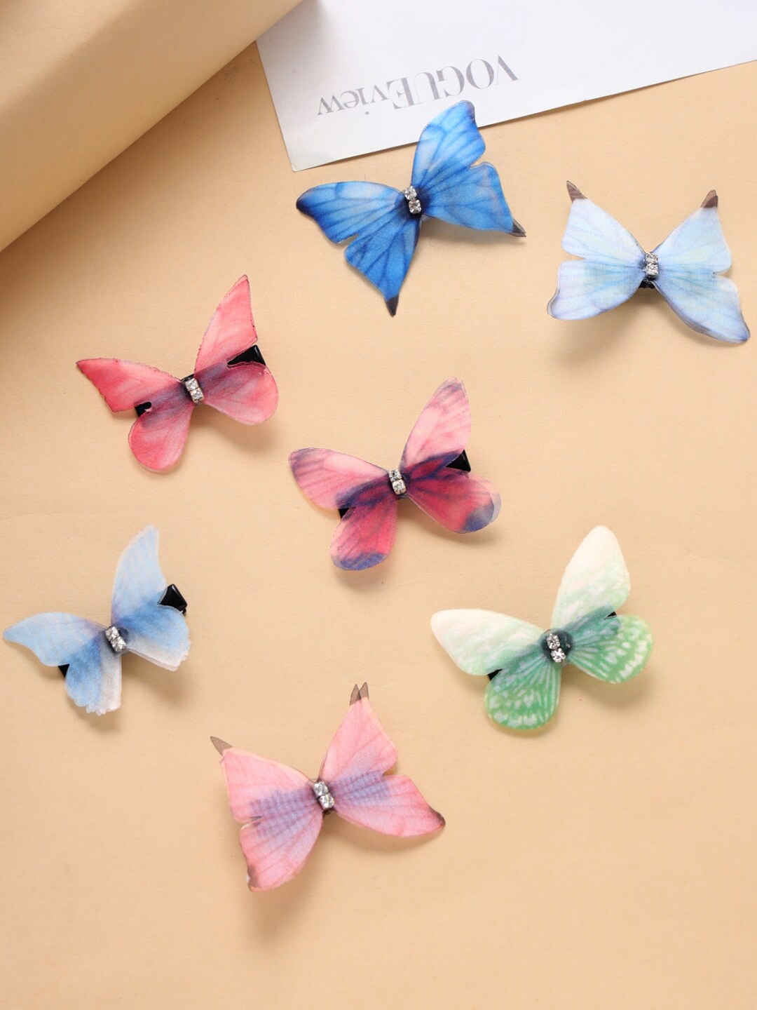 

Yellow Chimes Girls Set of 7 Blue & Pink Alligator Hair Clip
