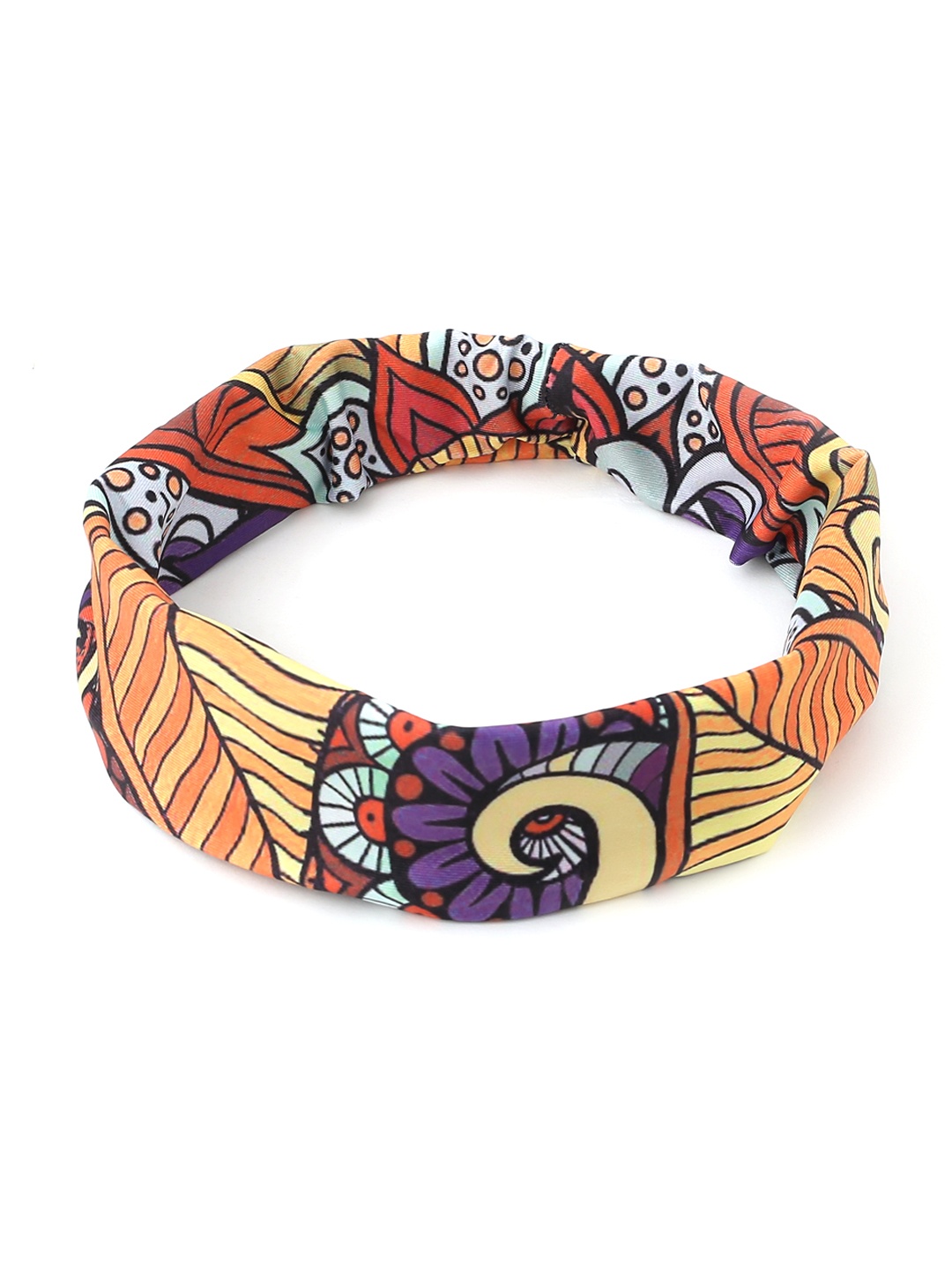 

Yellow Chimes Girls Pack Of 2 Orange & Purple Ethnic Motifs Printed Fabric Headband