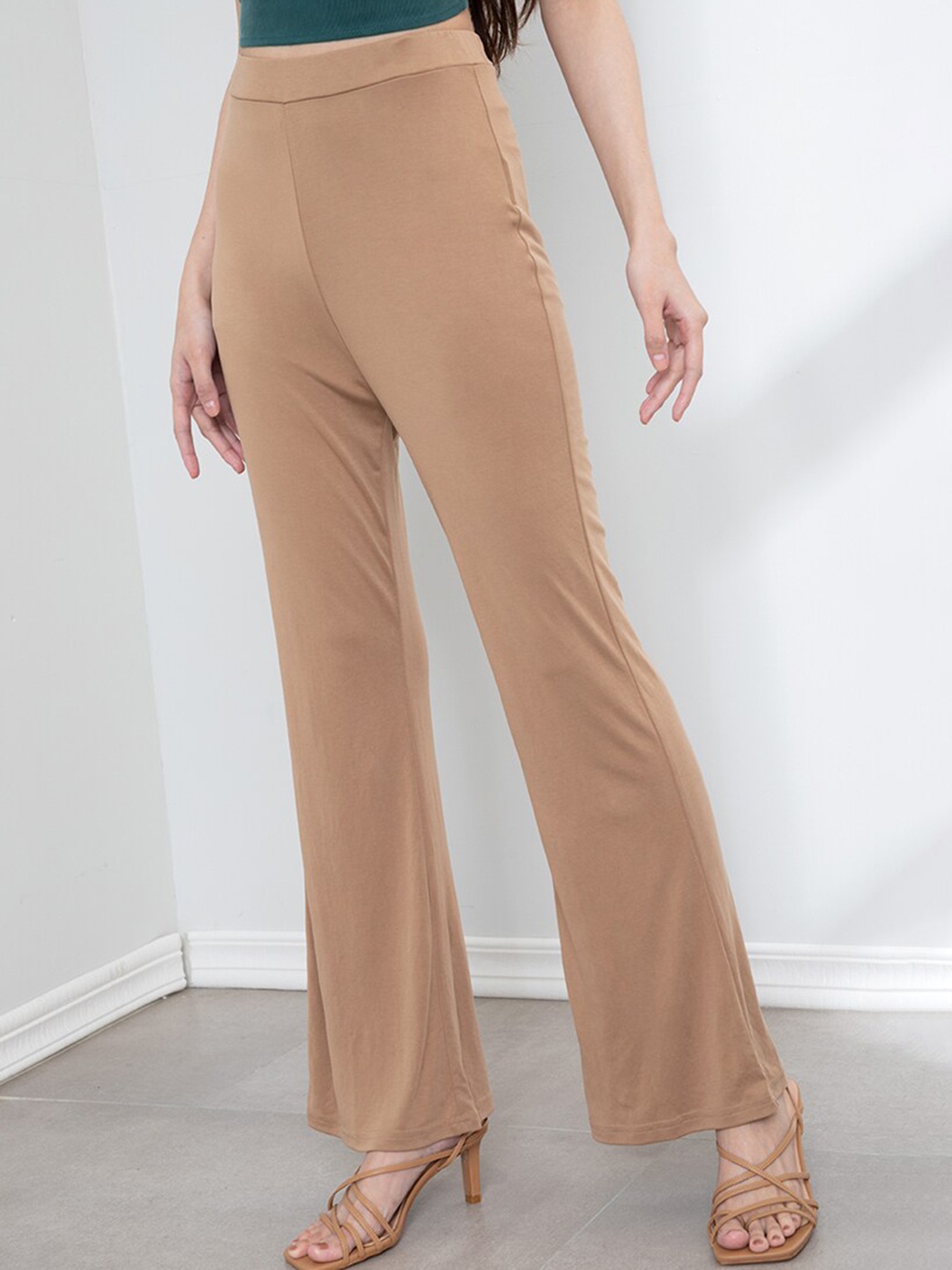 

ORIGIN BY ZALORA Women Beige Modal Solid Trousers