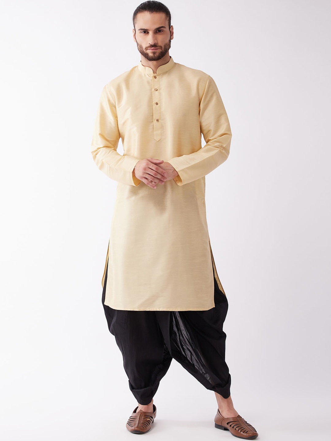 

VASTRAMAY Men Gold-Toned Kurta with Dhoti Pants