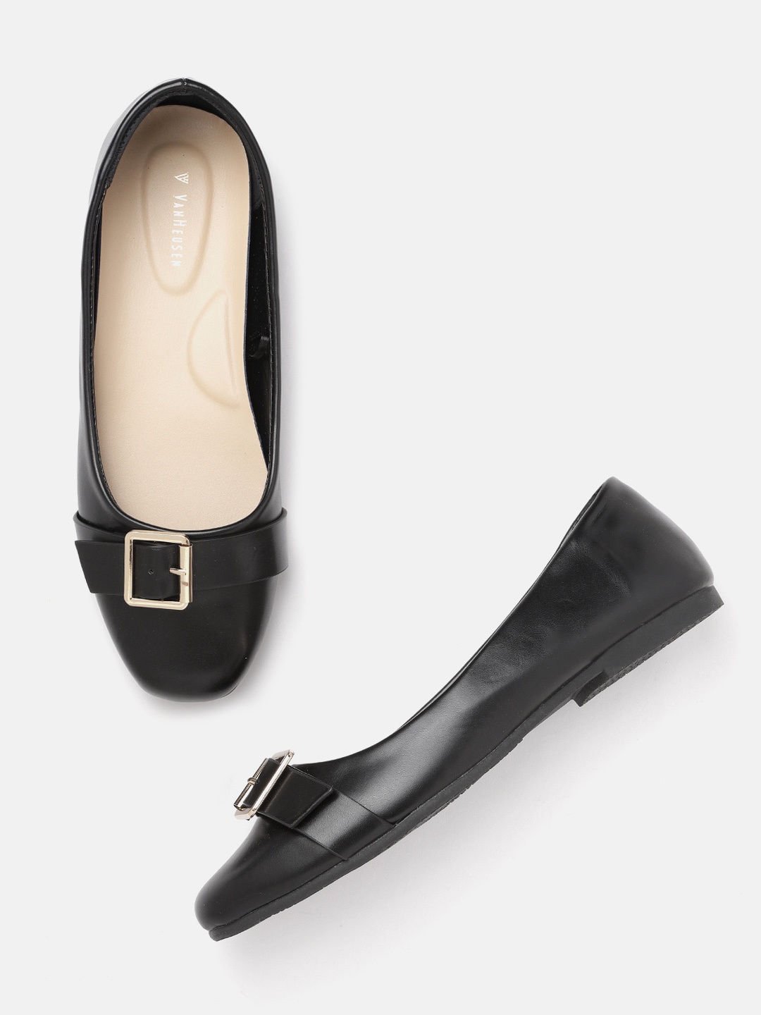 

Van Heusen Woman Black Solid Ballerinas with Buckles
