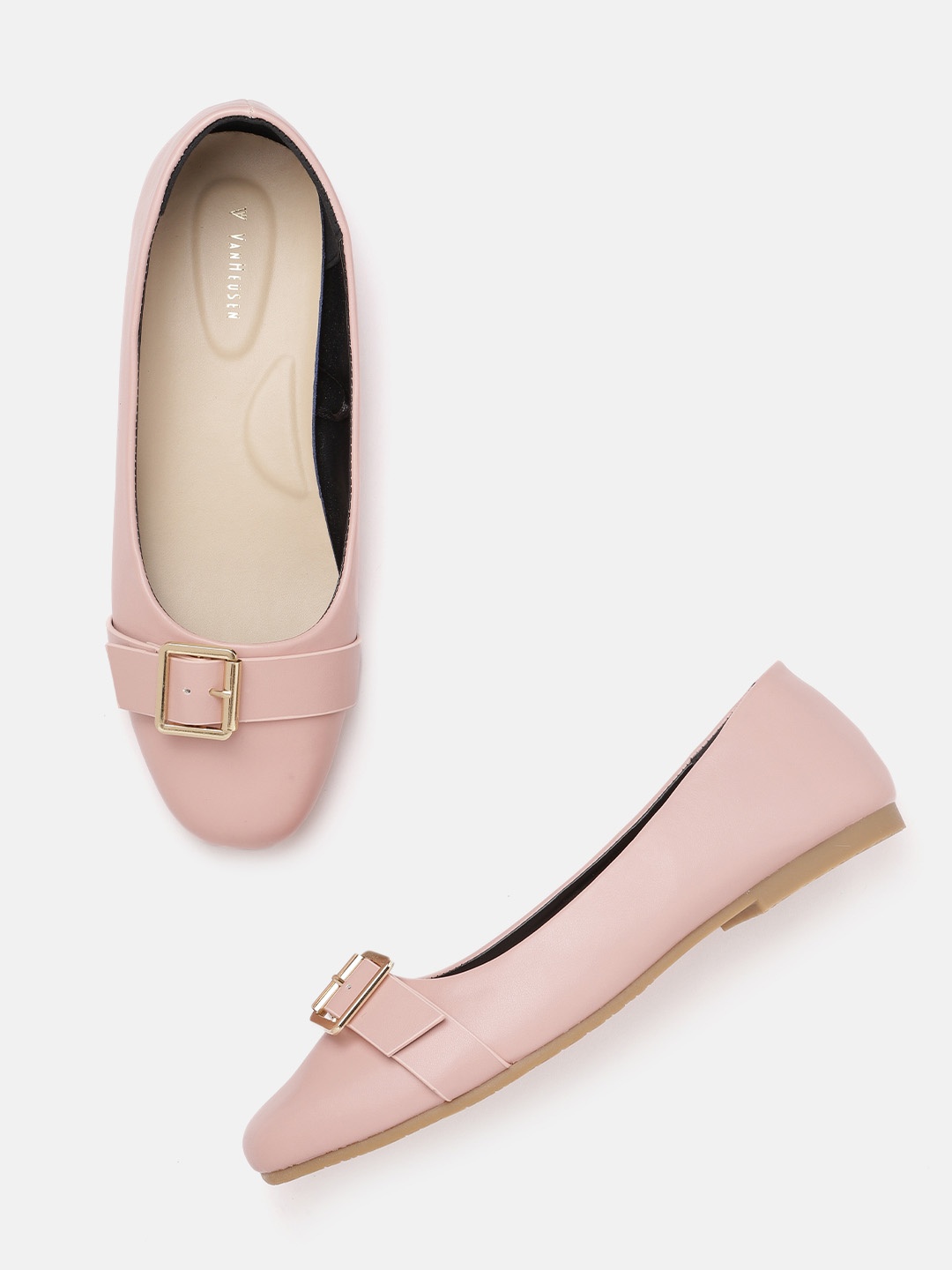 

Van Heusen Woman Pink Solid Ballerinas with Buckles