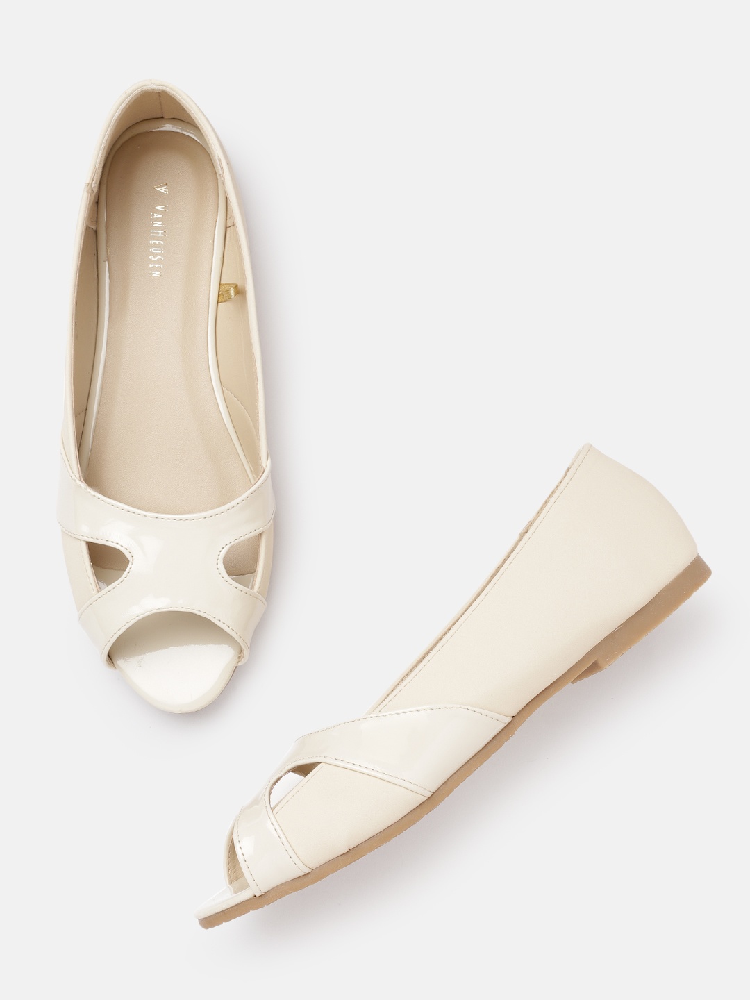 

Van Heusen Woman Off White Peep Toe Ballerinas