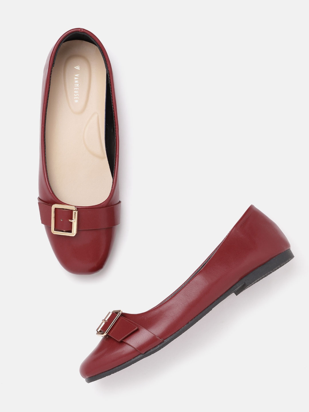

Van Heusen Woman Maroon Solid Ballerinas with Buckles