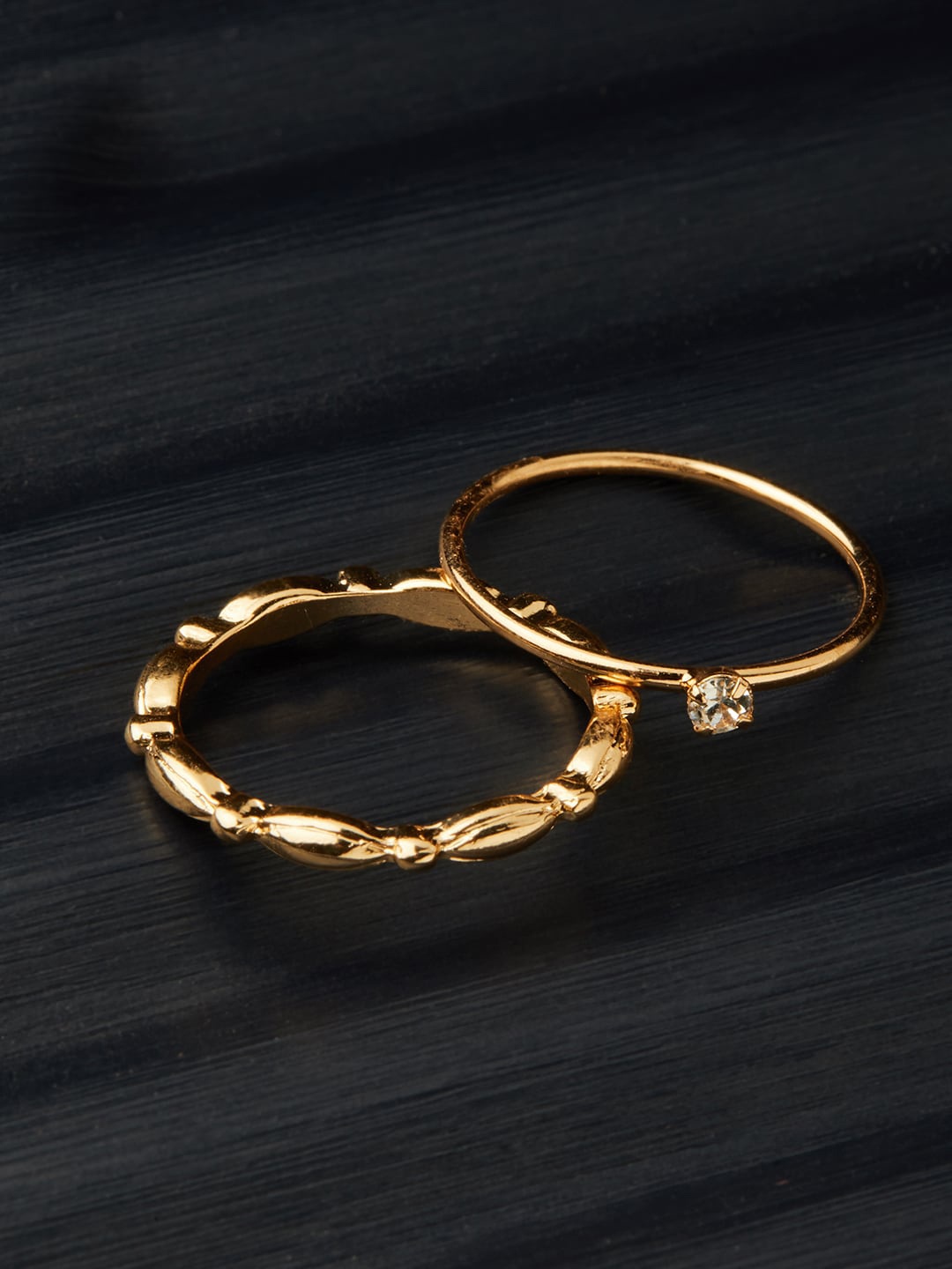 

Accessorize London Women Set of 2 Gold-Toned Crystal Studded Rings