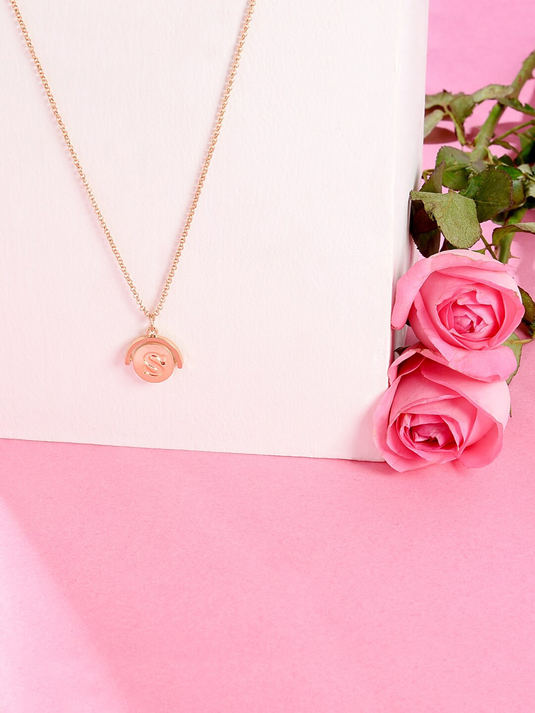 

ToniQ Gold-Toned Gold-Plated Personalized Initial Alphabet S Pedant Chain
