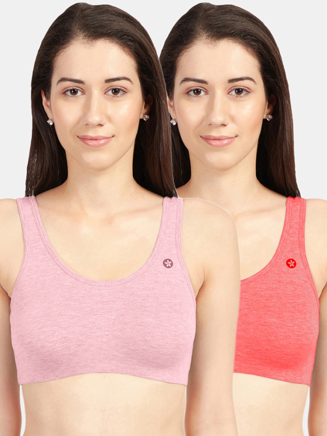 

Sonari Pink & Red Set Of 2 Non Padded Non Wired Full Coverage Cami Bra