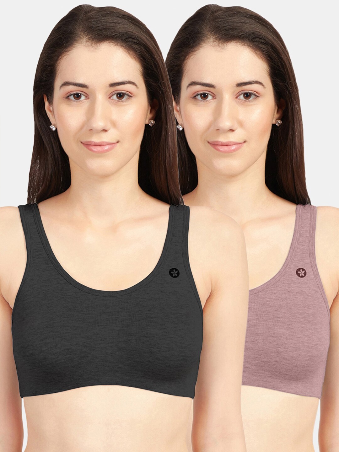 

Sonari Black & Pink Set of 2 Solid Non-Padded Cami Bra