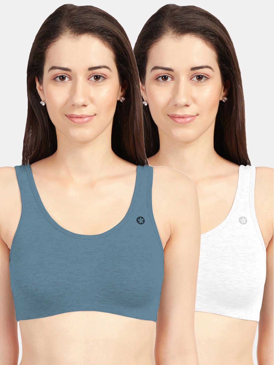 

Sonari Pack of 2 Grey & White Non Padded Non-Wired Camisole Bra