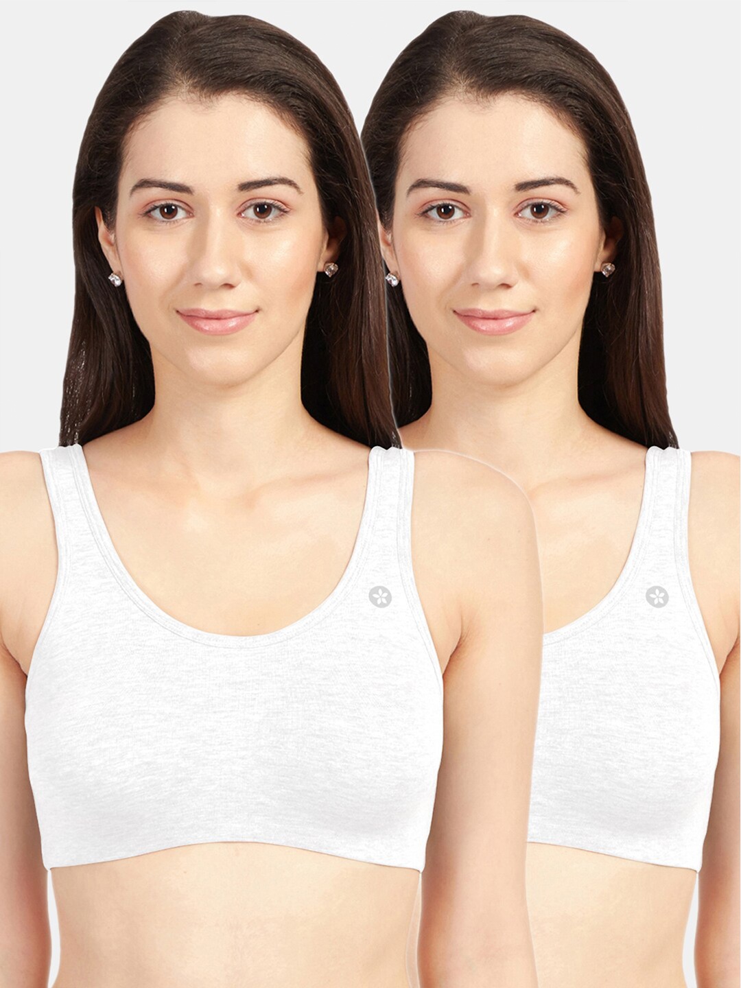 

Sonari Pack of 2 White Non Padded Non-Wired Camisole Bra