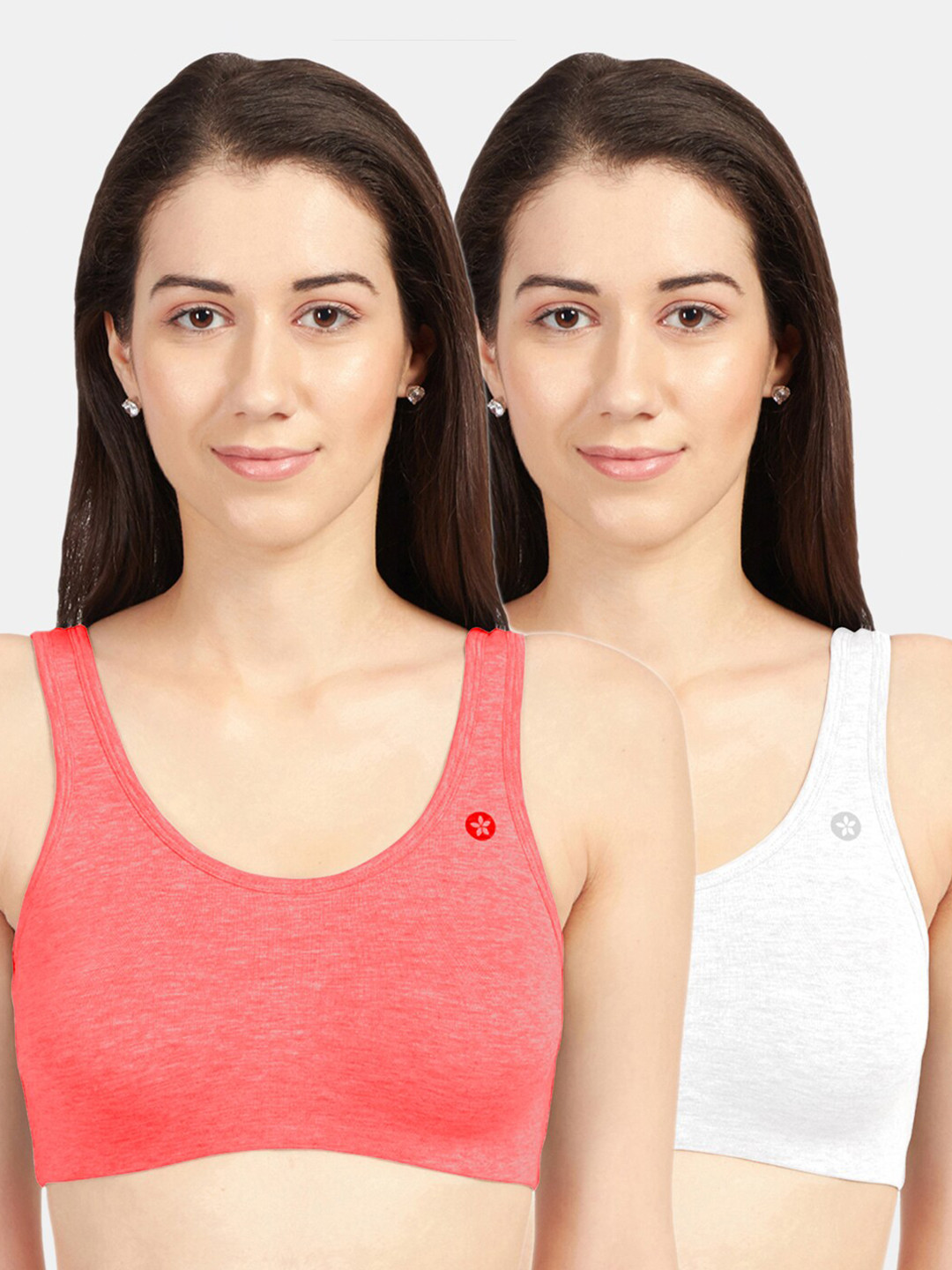 

Sonari Red & White Set Of 2 Non Padded Non Wired Full Coverage Cami Bra
