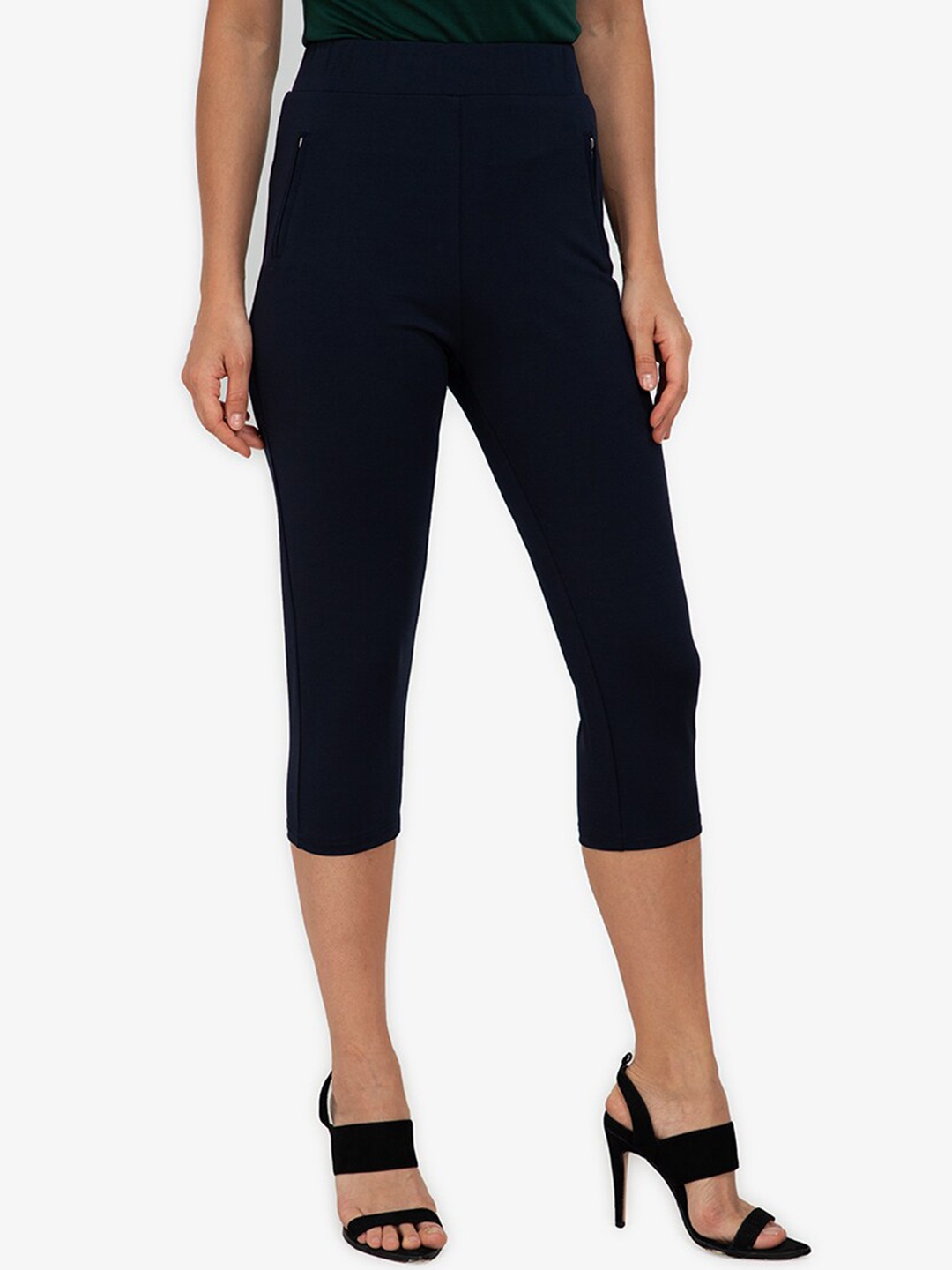 

ZALORA WORK Women Navy Blue Skinny Fit Capris