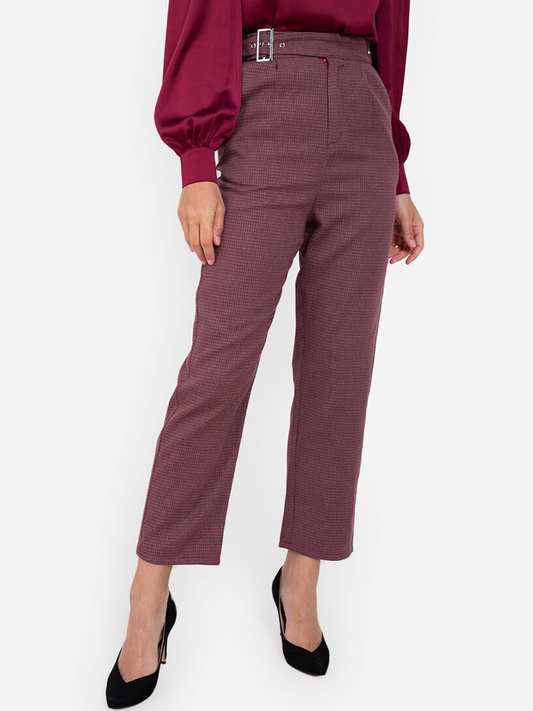 

ZALORA WORK Women Pink Polyester Solid Lounge Pants, Grey