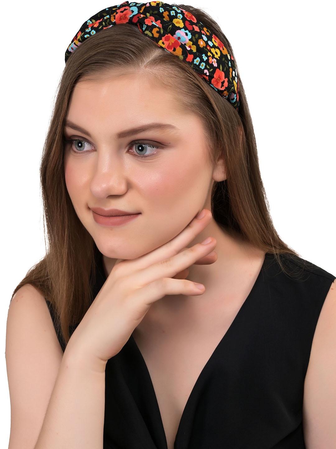 

BuckleUp Women Black & Red Floral Printed Hairband