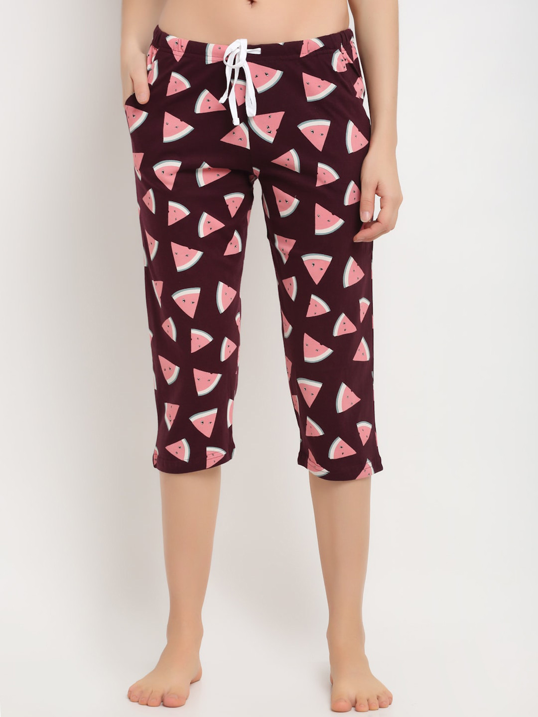 

Kanvin Women Brown & Pink Printed Pure Cotton Lounge Pants