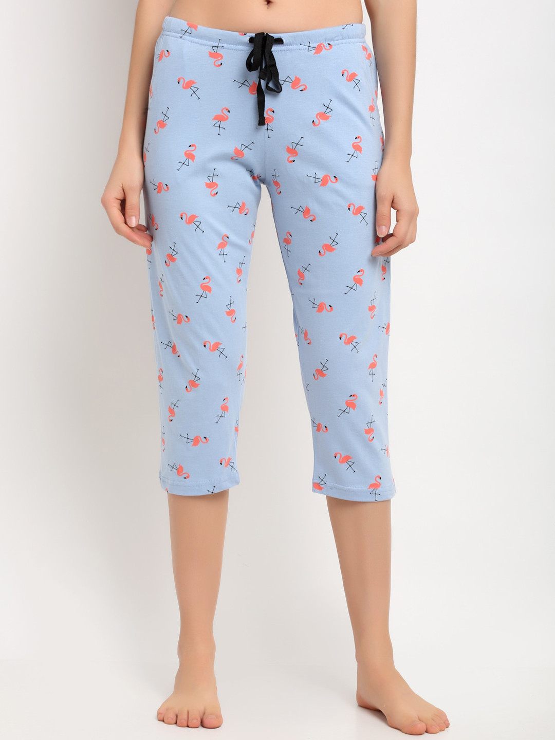 

Kanvin Women Blue Printed Pure Cotton Lounge Capris