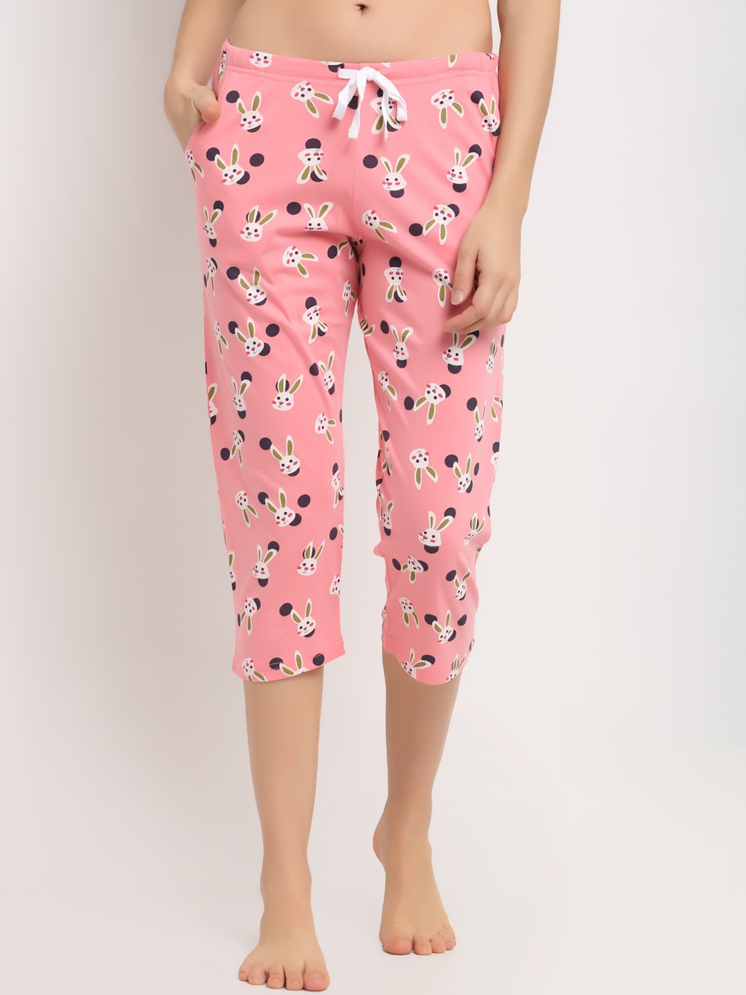 

Kanvin Women Pink Printed Pure Cotton Three Fourth Pure Cotton Lounge Pants