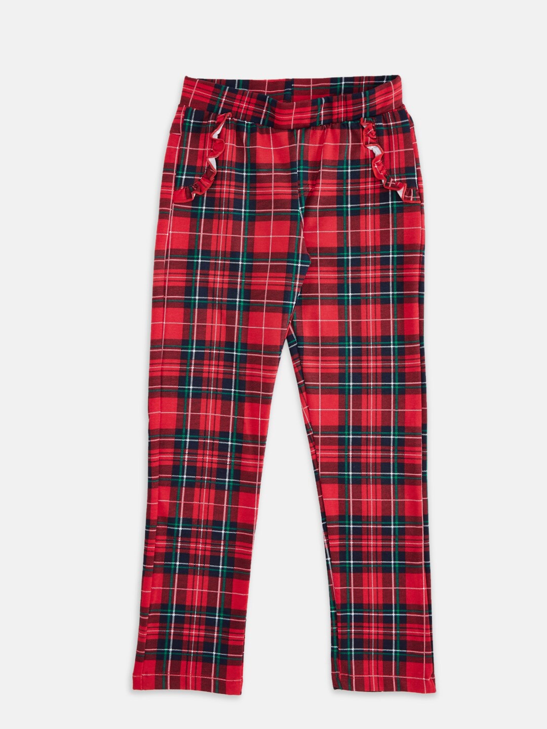 

Pantaloons Junior Girls Red & Black Checked Pure Cotton Jeggings