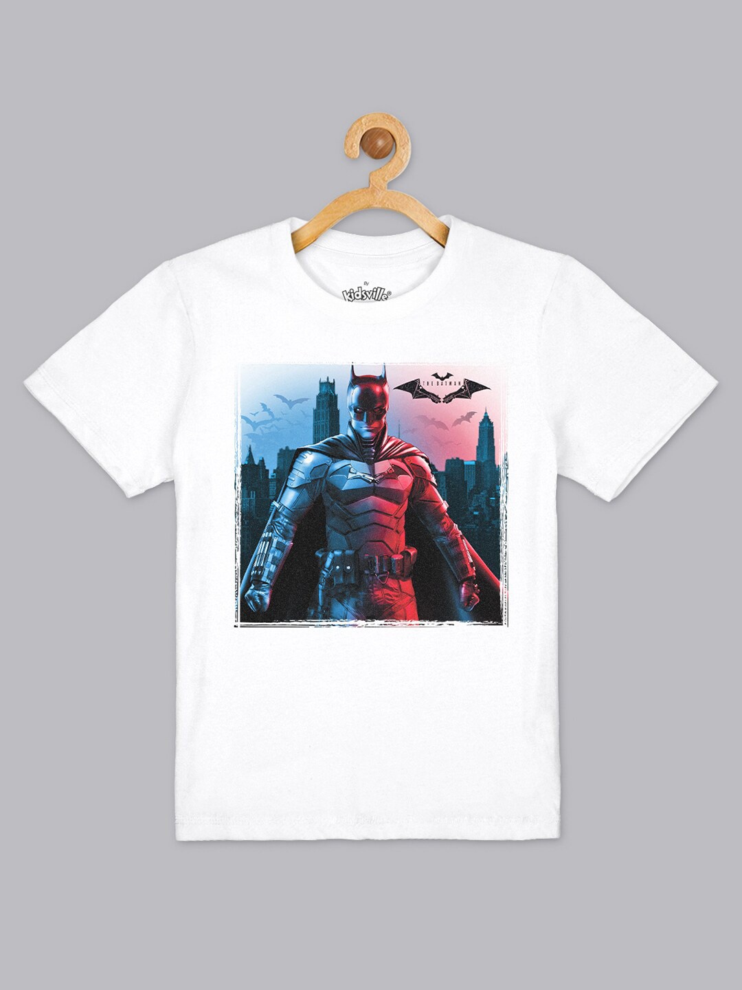 

Kids Ville Boys White Batman Printed Pure Cotton Regular Fit T-shirt