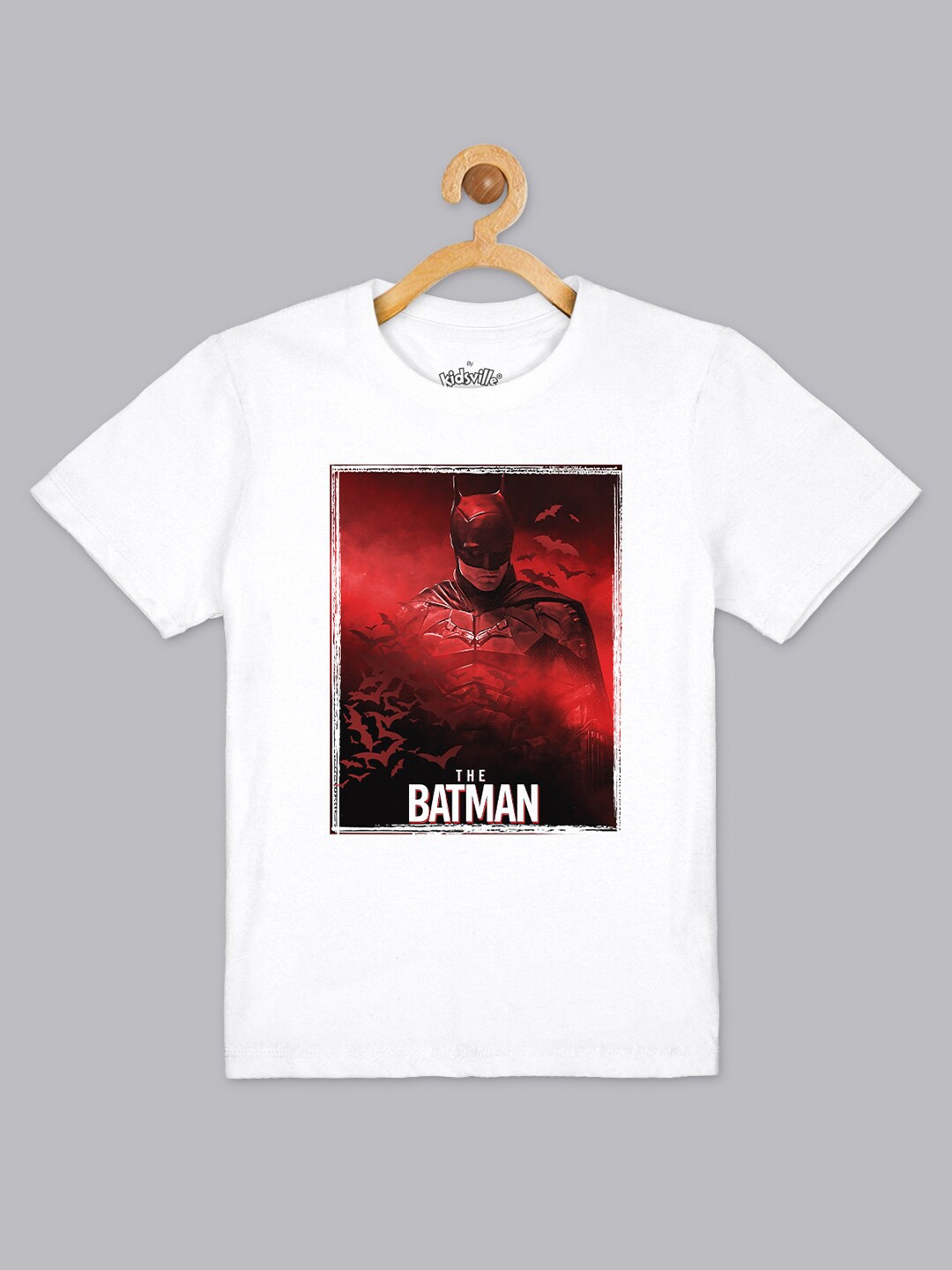 

Kids Ville Boys White Batman Printed Applique T-shirt