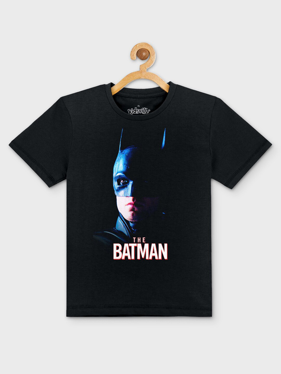 

Kids Ville Boys Black Batman Printed Applique Pure Cotton T-shirt
