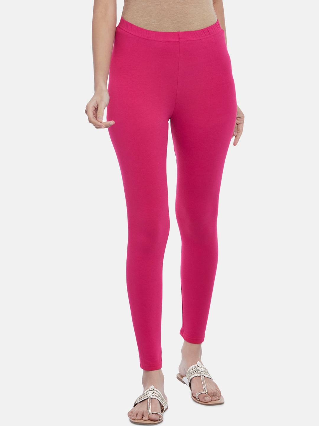 

RANGMANCH BY PANTALOONS Women Pink Solid Ankle-Length Leggings