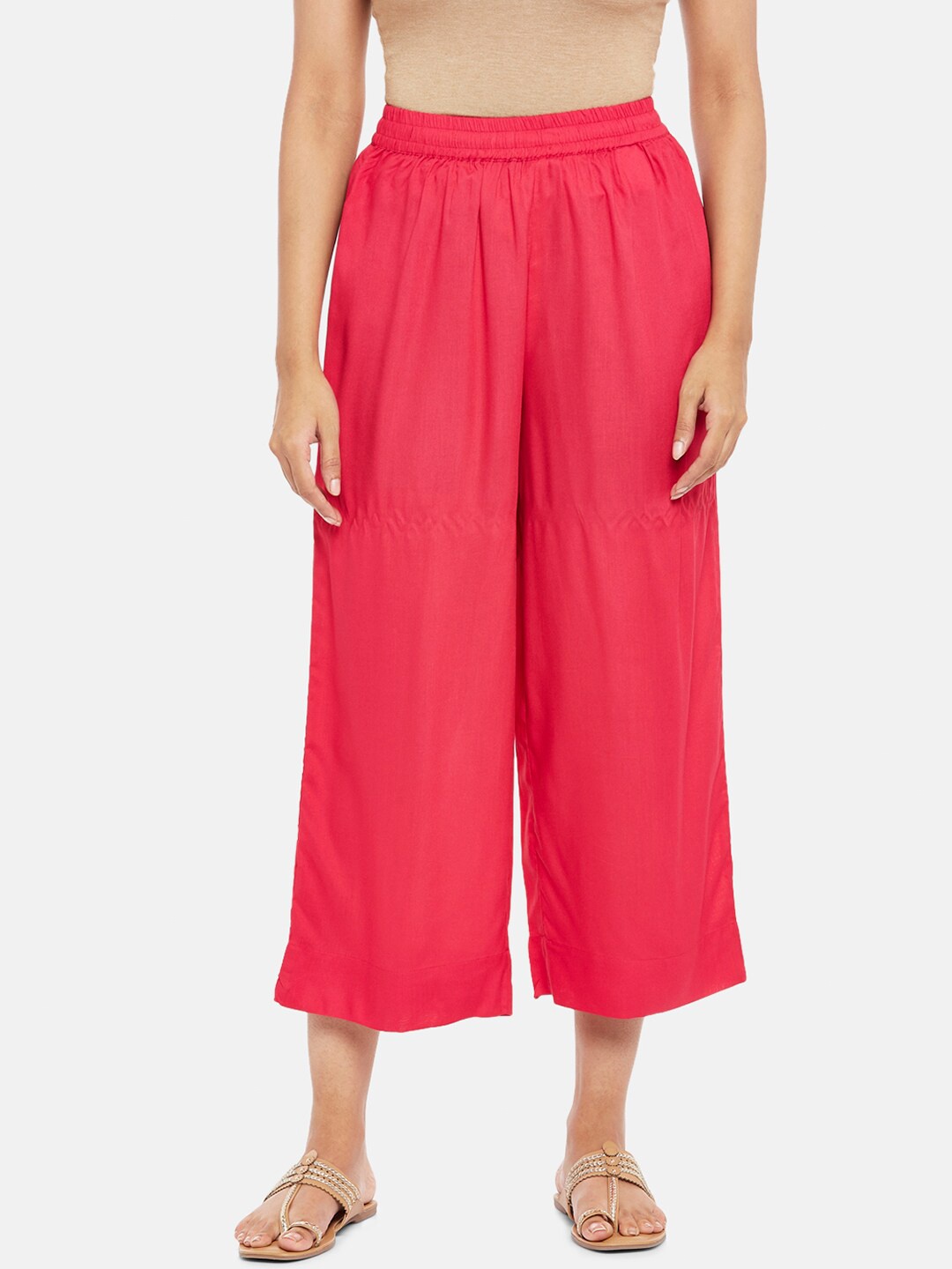 

RANGMANCH BY PANTALOONS Women Fuchsia Cropped Palazzos