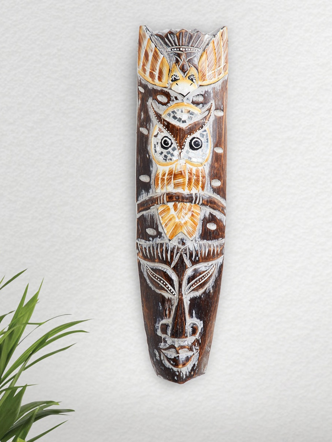 

Home Centre Brown & White Textured Corsica Wooden Mask Wall Decor